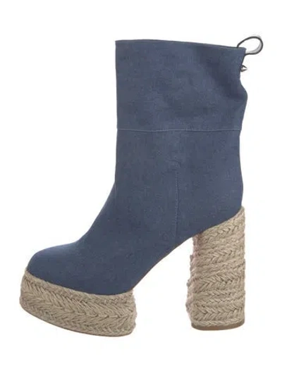 Pre-owned Christian Louboutin Denim Animal Print Boots In Blue