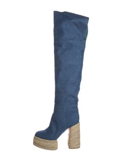 Pre-owned Christian Louboutin Denim Boots In Blue