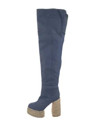 Pre-owned Christian Louboutin Denim Boots In Blue