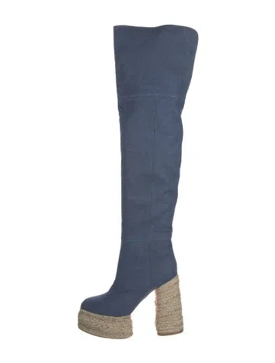 Pre-owned Christian Louboutin Denim Boots In Blue
