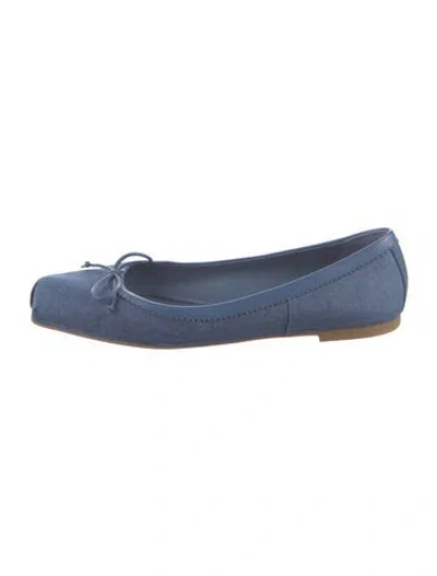 Pre-owned Christian Louboutin Denim Bow Accents Ballet Flats In Blue
