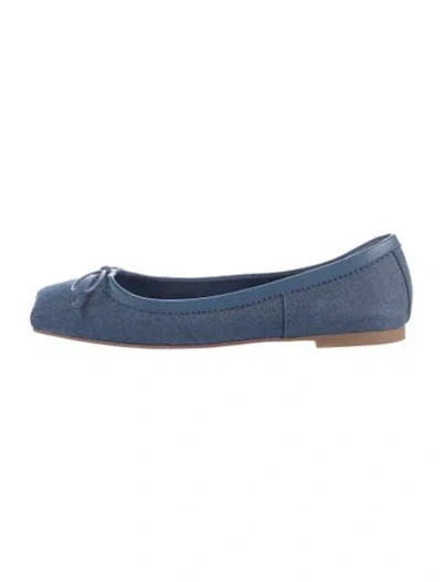 Pre-owned Christian Louboutin Denim Bow Accents Ballet Flats In Blue