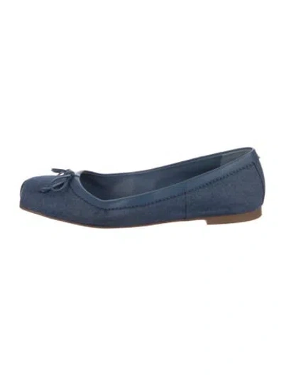 Pre-owned Christian Louboutin Denim Bow Accents Ballet Flats In Blue