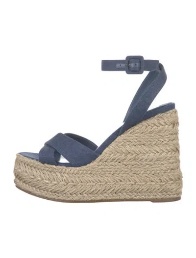 Pre-owned Christian Louboutin Denim Braided Accents Espadrilles In Blue