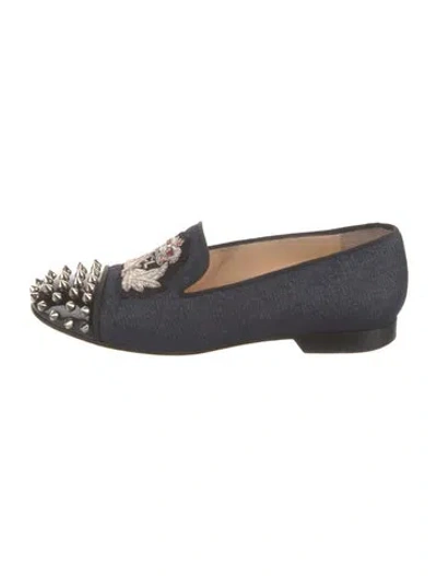 Pre-owned Christian Louboutin Denim Colorblock Pattern Loafers In Blue
