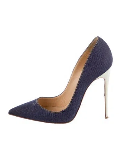 Pre-owned Christian Louboutin Denim Colorblock Pattern Pumps In Blue
