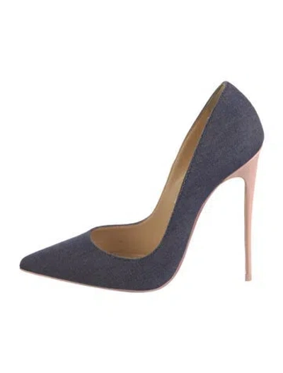 Pre-owned Christian Louboutin Denim Colorblock Pattern Pumps In Blue