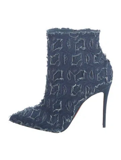 Pre-owned Christian Louboutin Denim Distressed Accents Boots In Blue