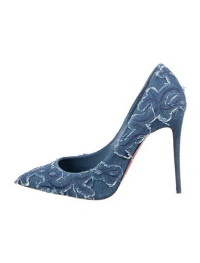 Pre-owned Christian Louboutin Denim Distressed Accents Pumps In Blue