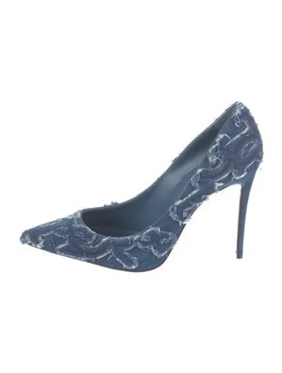 Pre-owned Christian Louboutin Denim Distressed Accents Pumps In Blue