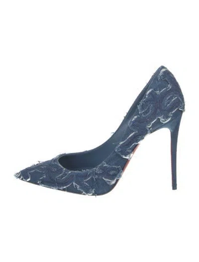 Pre-owned Christian Louboutin Denim Distressed Accents Pumps In Blue