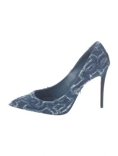 Pre-owned Christian Louboutin Denim Distressed Accents Pumps In Blue