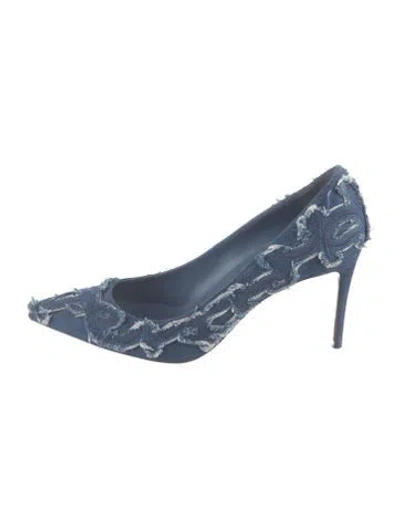 Pre-owned Christian Louboutin Denim Distressed Accents Pumps In Blue