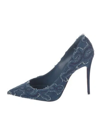 Pre-owned Christian Louboutin Denim Distressed Accents Pumps W/ Tags In Blue