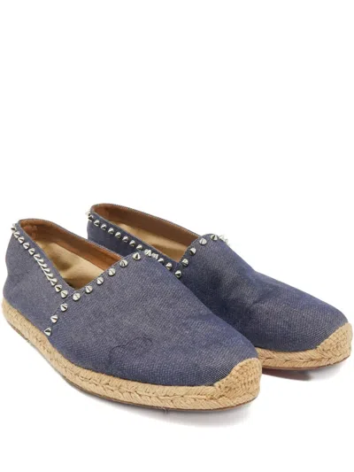 Pre-owned Christian Louboutin Denim Flat Espadrille In Blue