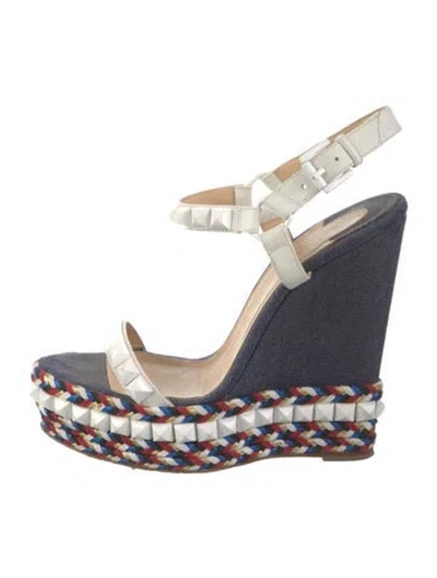 Pre-owned Christian Louboutin Denim Glitter Accents Espadrilles In Multi
