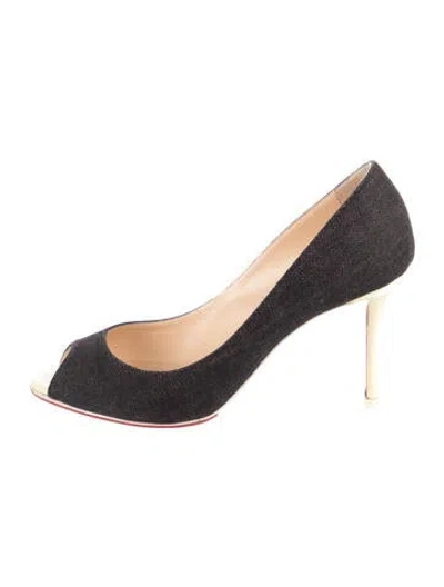 Pre-owned Christian Louboutin Denim Glitter Accents Pumps In Black