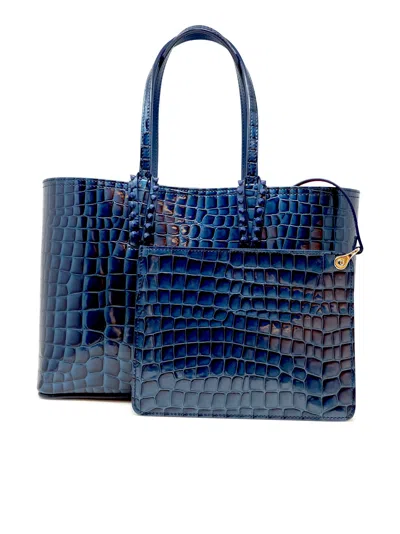 Christian Louboutin Denim Leather Cabata Small Calf Ali Bag In Blue