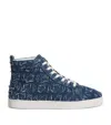 CHRISTIAN LOUBOUTIN LOUIS DENIM HIGH-TOP SNEAKERS