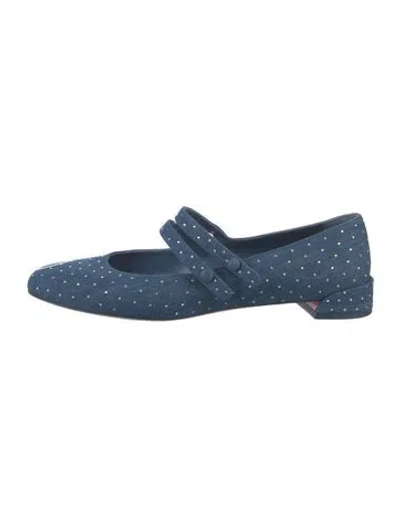 Pre-owned Christian Louboutin Denim Polka Dot Print Mary Jane Flats In Blue