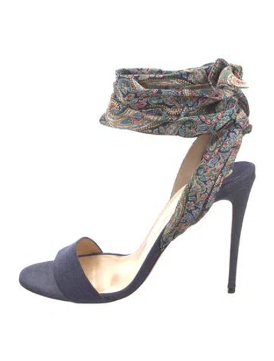 Pre-owned Christian Louboutin Denim Printed Sandals In Blue