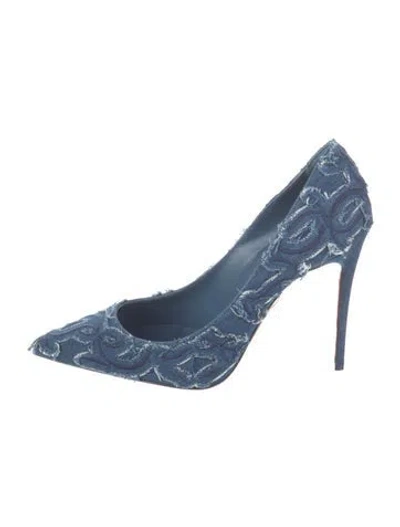 Pre-owned Christian Louboutin Denim Raw-edge Trim Pumps In Multi