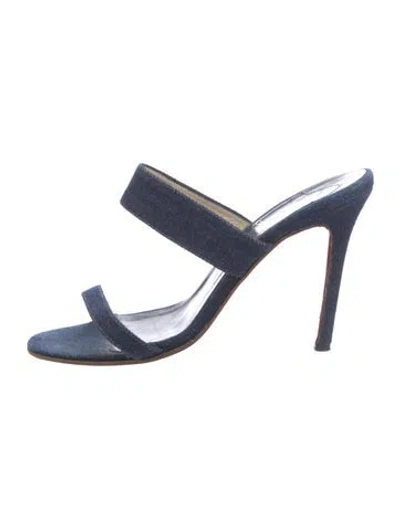 Pre-owned Christian Louboutin Denim Slides In Blue