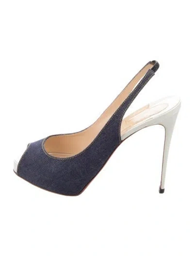 Pre-owned Christian Louboutin Denim Slingback Pumps In Blue