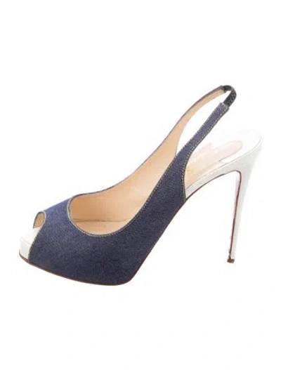 Pre-owned Christian Louboutin Denim Slingback Pumps In Blue