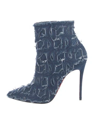 Pre-owned Christian Louboutin Denim Sock Boots In Blue