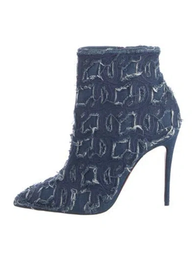 Pre-owned Christian Louboutin Denim Sock Boots In Blue