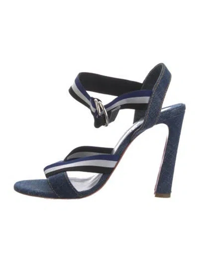 Pre-owned Christian Louboutin Denim Striped Sandals In Blue