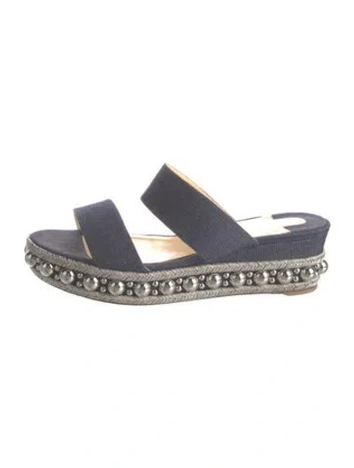 Pre-owned Christian Louboutin Denim Studded Accents Espadrilles In Blue