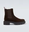 Christian Louboutin Devon College Suede Chelsea Boots In Brown