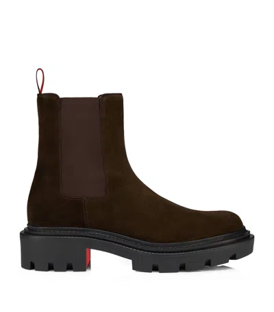 CHRISTIAN LOUBOUTIN DEVON SUEDE CHELSEA BOOTS