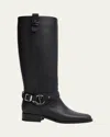Christian Louboutin Dianouchette Leather Red Sole Riding Boots In Black