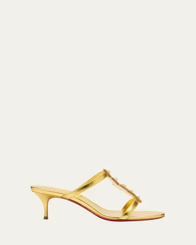 Christian Louboutin Diwalina Spike Metallic Nappa Leather Sandals In Goldlin Gold
