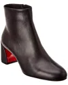 Christian Louboutin Turela Leather Side-zip Red Sole Booties In Black