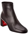 Christian Louboutin Turela Leather Side-zip Red Sole Booties In Black