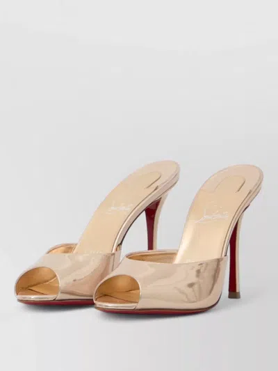 Christian Louboutin Dolly 100 Mule Sandals Stiletto Heel In Neutral