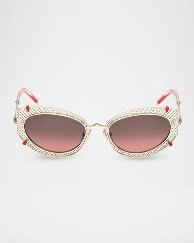 Christian Louboutin Dolly Lb0030 54mm Metal Oval Sunglasses In Gold