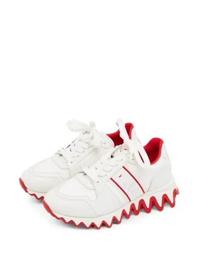 Pre-owned Christian Louboutin Donna Lace-up Sneakers In White