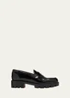 Christian Louboutin Donna Patent Red Sole Penny Loafers In Black