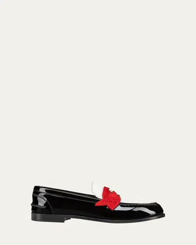 Christian Louboutin Penny Lug Donna Leather Loafers In Vers Multilin Black