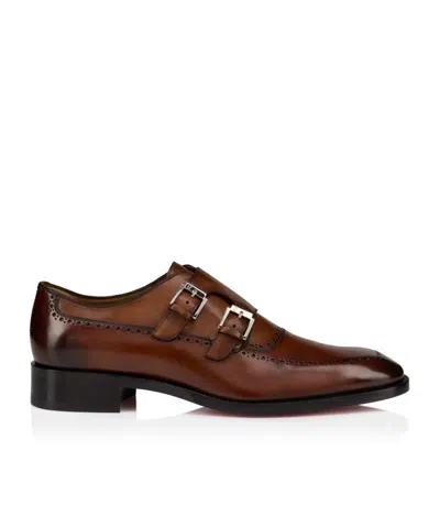Christian Louboutin Double-buckle Brogue Loafers In Brown