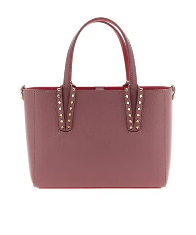Christian Louboutin Mini Cabata Grained Studded Tote Bag In Purple