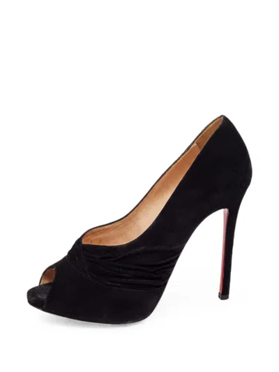 Pre-owned Christian Louboutin Drapadita Peep-toe Pumps In Black