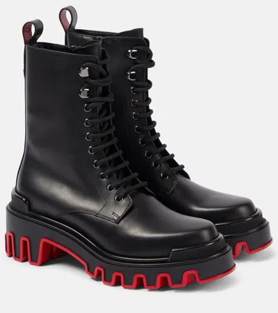 Christian Louboutin Dune Trott Alta Leather Combat Boots In Black