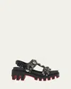 Christian Louboutin Duni Extrazza Leather T-strap Lug-sole Sandals