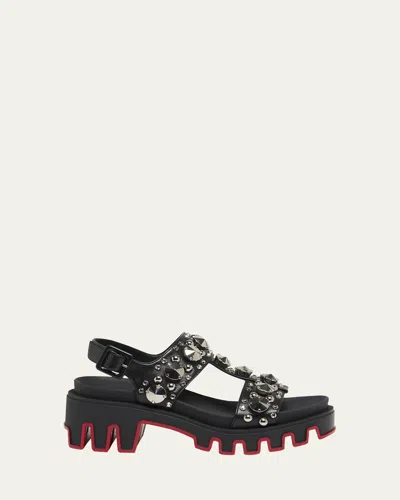 Christian Louboutin Duni Extrazza Leather T-strap Lug-sole Sandals